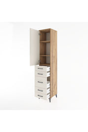 Hyperion Dolap 3 Raflı 5 Çekmeceli Tek Kapaklı 44x44x221 Çam-Aytaşı