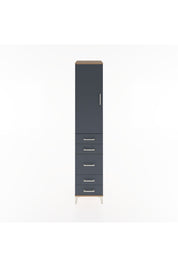 Hyperion Dolap 3 Raflı 5 Çekmeceli Tek Kapaklı 44x44x221 Çam-Antrasit