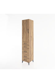 Hyperion Dolap 3 Raflı 5 Çekmeceli Tek Kapaklı 44x44x221 Çam-Çam