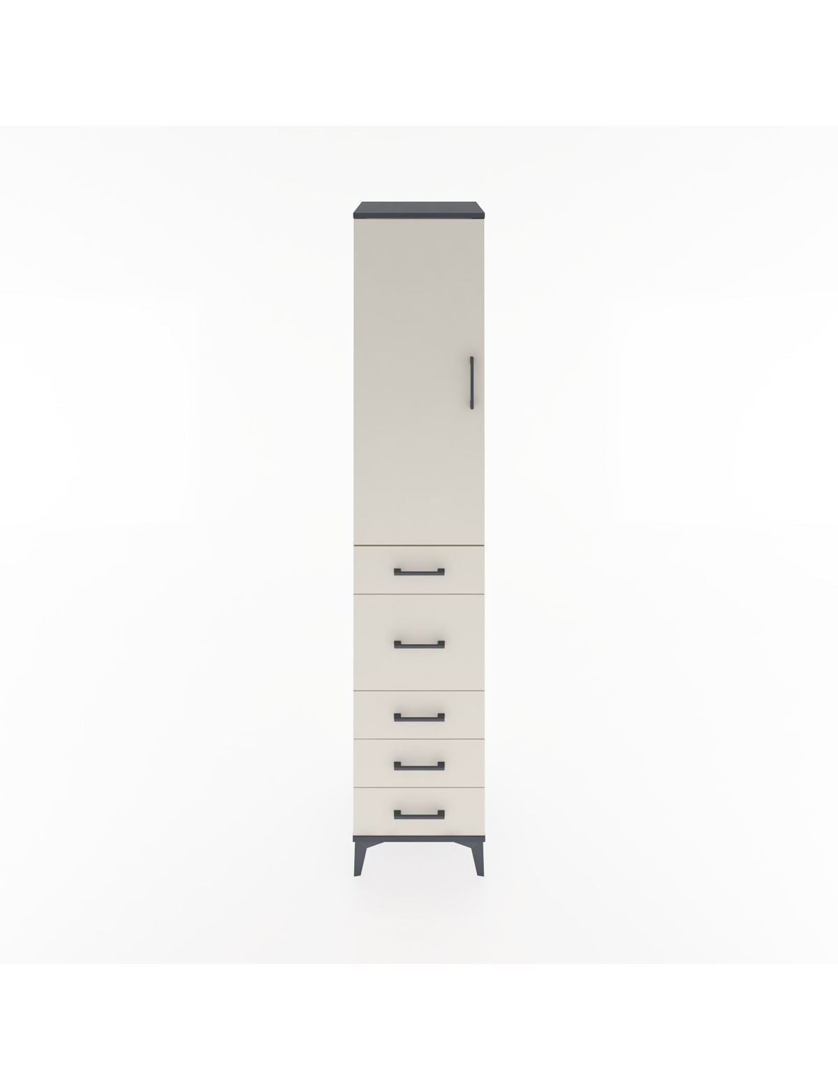 Hyperion Dolap 2 Raflı 5 Çekmeceli Tek Askılı 44x44x221 Antrasit-Aytaşı