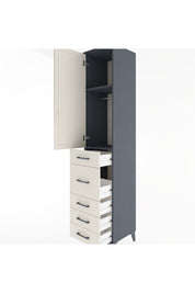 Hyperion Dolap 2 Raflı 5 Çekmeceli Tek Askılı 44x44x221 Antrasit-Aytaşı