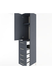 Hyperion Dolap 2 Raflı 5 Çekmeceli Tek Askılı 44x44x221 Antrasit-Antrasit