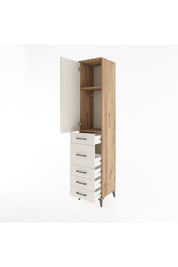 Hyperion Dolap 2 Raflı 5 Çekmeceli Tek Askılı 44x44x221 Çam-Aytaşı