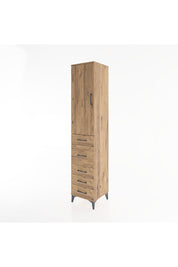 Hyperion Dolap 2 Raflı 5 Çekmeceli Tek Askılı 44x44x221 Çam-Çam