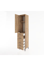 Hyperion Dolap 2 Raflı 5 Çekmeceli Tek Askılı 44x44x221 Çam-Çam