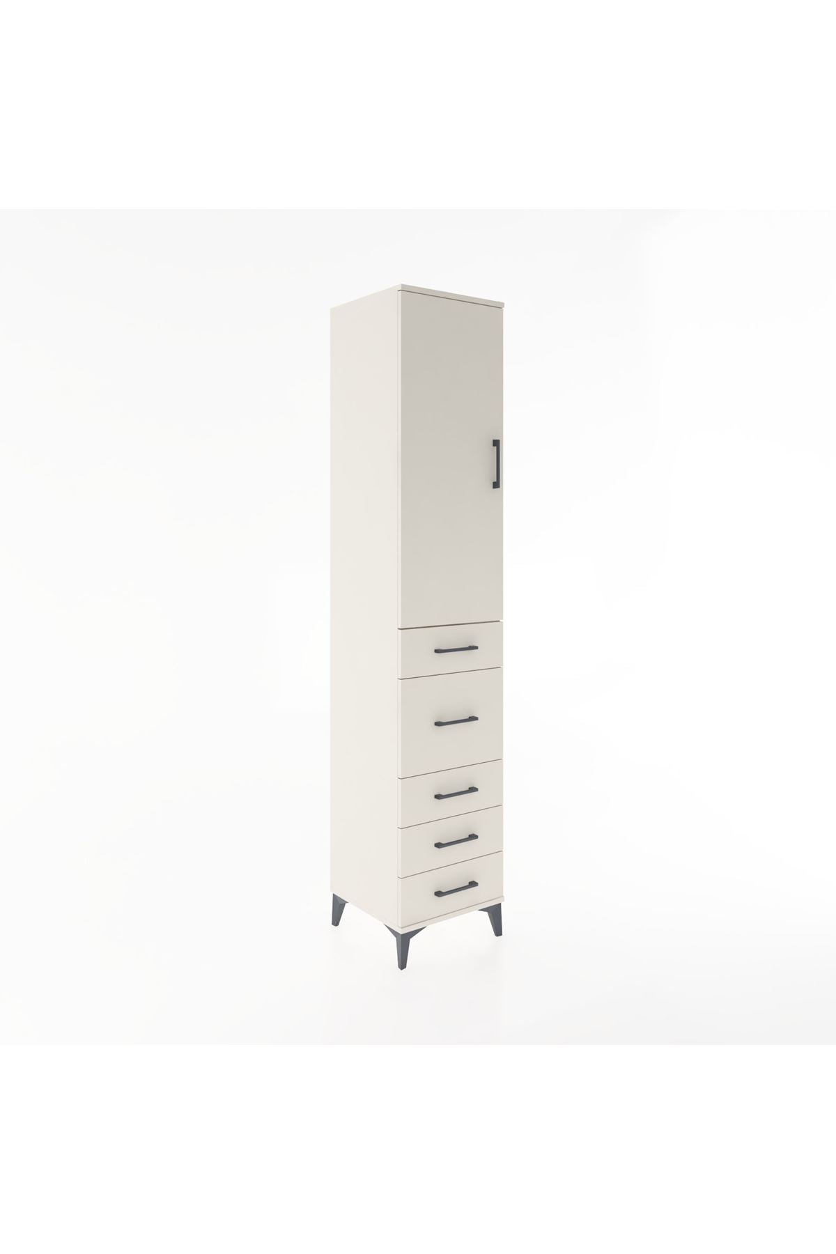 Hyperion Dolap 3 Raflı 5 Çekmeceli Tek Kapaklı 44x44x221 Aytaşı-Aytaşı