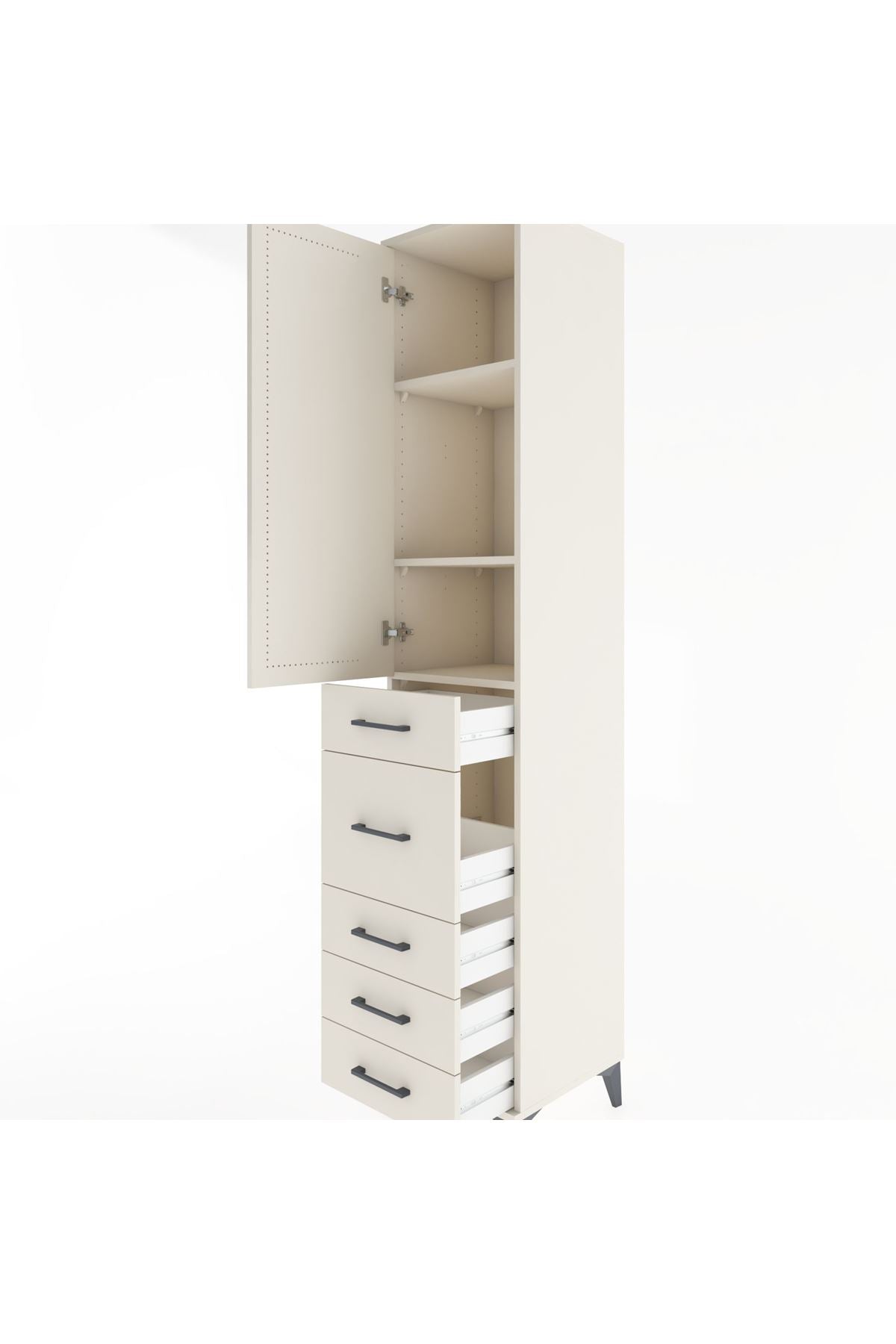 Hyperion Dolap 3 Raflı 5 Çekmeceli Tek Kapaklı 44x44x221 Aytaşı-Aytaşı