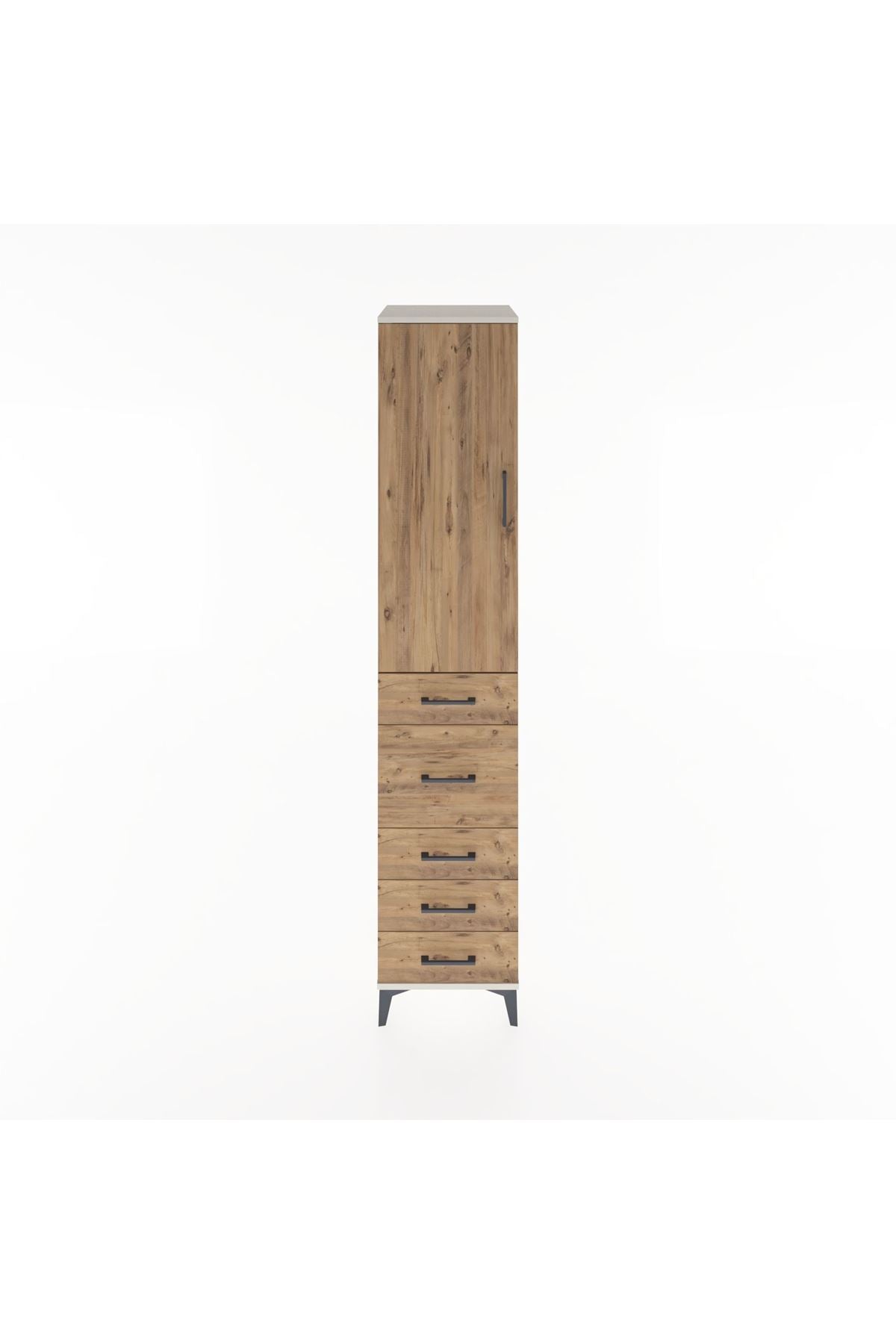 Hyperion Dolap 3 Raflı 5 Çekmeceli Tek Kapaklı 44x44x221 Aytaşı-Çam