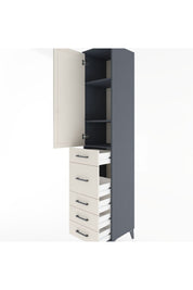 Hyperion Dolap 3 Raflı 5 Çekmeceli Tek Kapaklı 44x44x221 Antrasit-Aytaşı