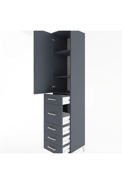 Hyperion Dolap 3 Raflı 5 Çekmeceli Tek Kapaklı 44x44x221 Antrasit-Antrasit