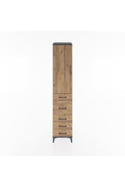 Hyperion Dolap 3 Raflı 5 Çekmeceli Tek Kapaklı 44x44x221 Antrasit-Çam