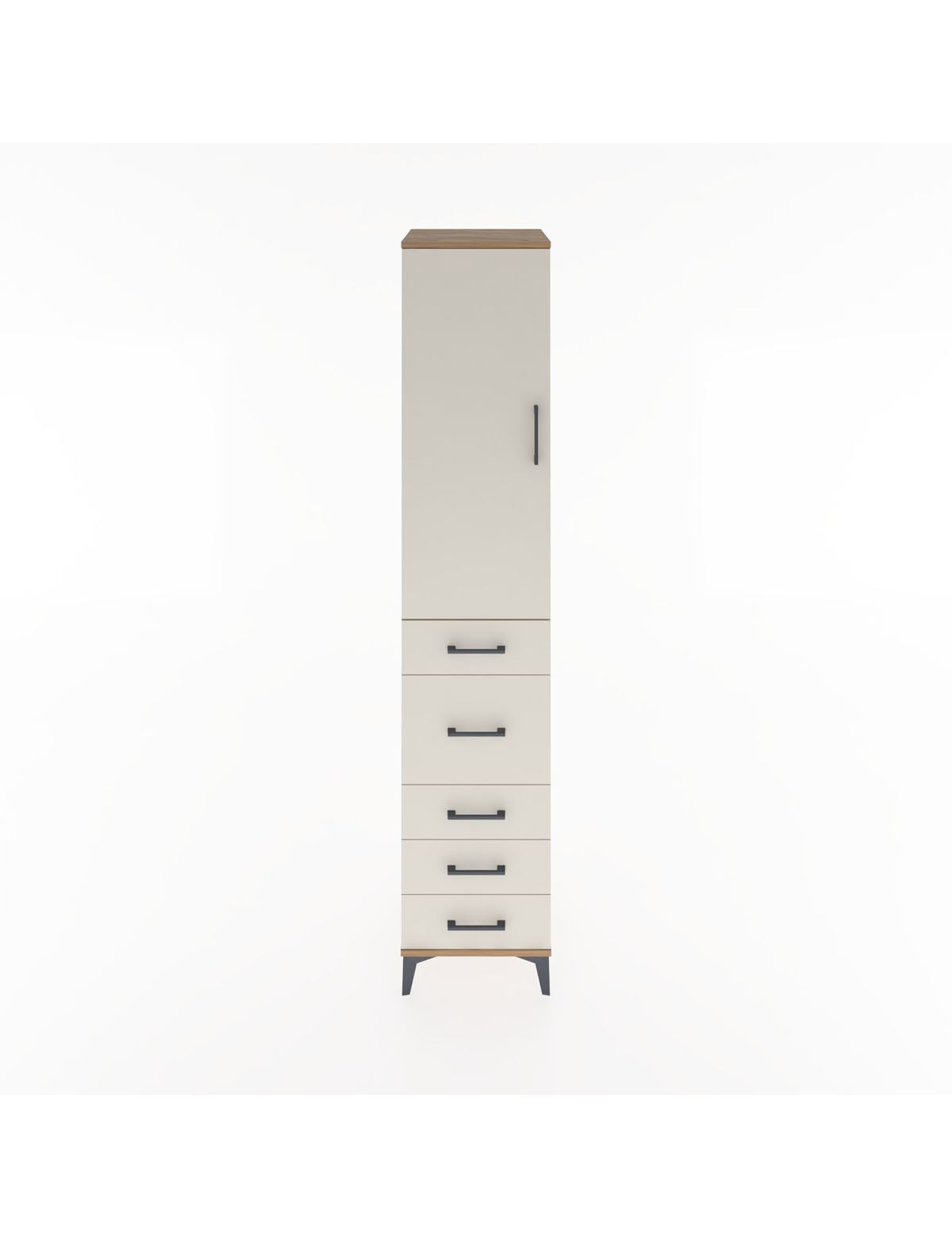 Hyperion Dolap 3 Raflı 5 Çekmeceli Tek Kapaklı 44x44x221 Çam-Aytaşı