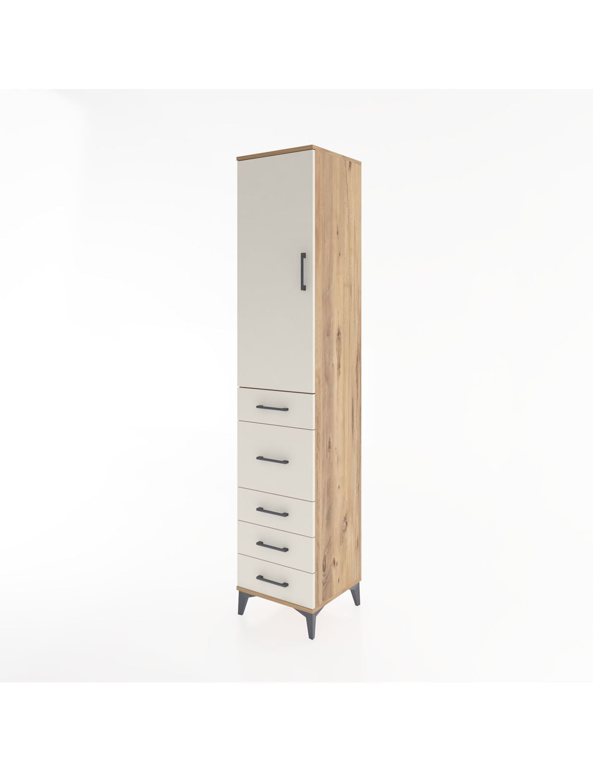 Hyperion Dolap 3 Raflı 5 Çekmeceli Tek Kapaklı 44x44x221 - S61M117V7B