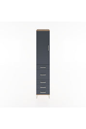 Hyperion Dolap 3 Raflı 5 Çekmeceli Tek Kapaklı 44x44x221 Çam-Antrasit