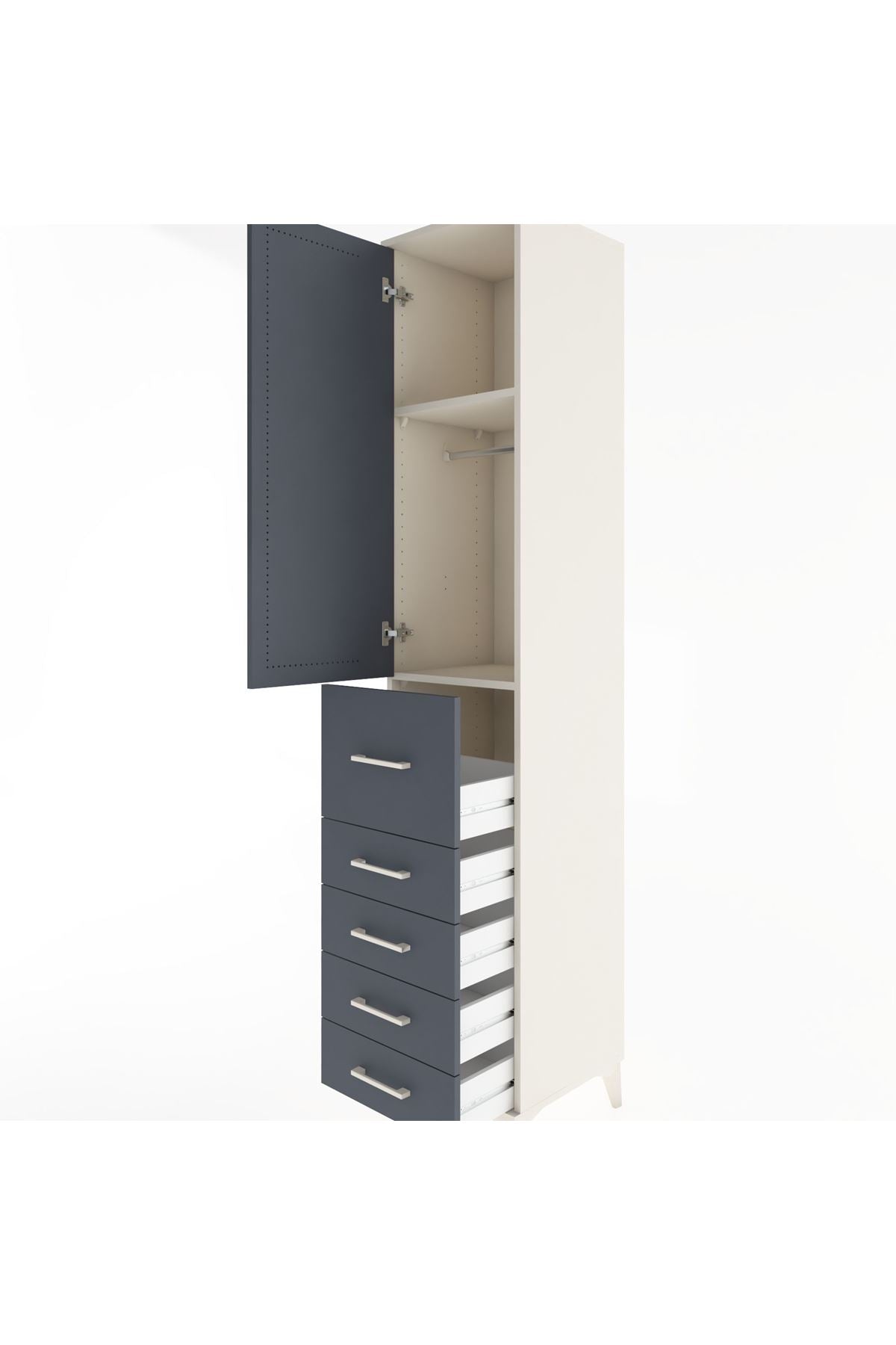 Hyperion Dolap 2 Raflı 5 Çekmeceli Tek Askılı 44x44x221 Aytaşı-Antrasit