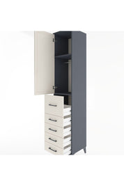 Hyperion Dolap 2 Raflı 5 Çekmeceli Tek Askılı 44x44x221 Antrasit-Aytaşı