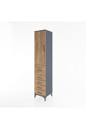 Hyperion Dolap 2 Raflı 5 Çekmeceli Tek Askılı 44x44x221 Antrasit-Çam