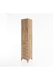 Hyperion Dolap 2 Raflı 5 Çekmeceli Tek Askılı 44x44x221 Çam-Çam