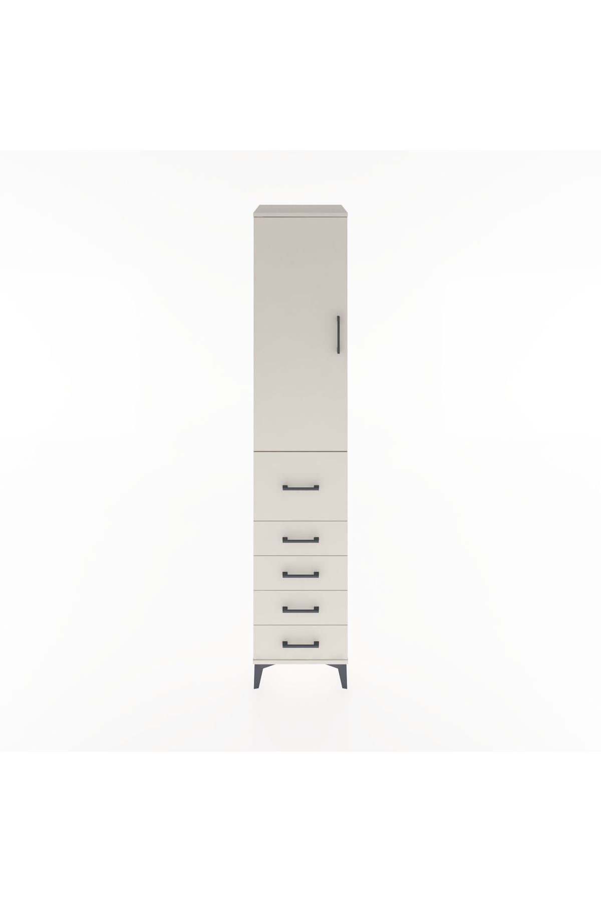 Hyperion Dolap 3 Raflı 5 Çekmeceli Tek Kapaklı 44x44x221 Aytaşı-Aytaşı