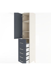 Hyperion Dolap 3 Raflı 5 Çekmeceli Tek Kapaklı 44x44x221 Aytaşı-Antrasit