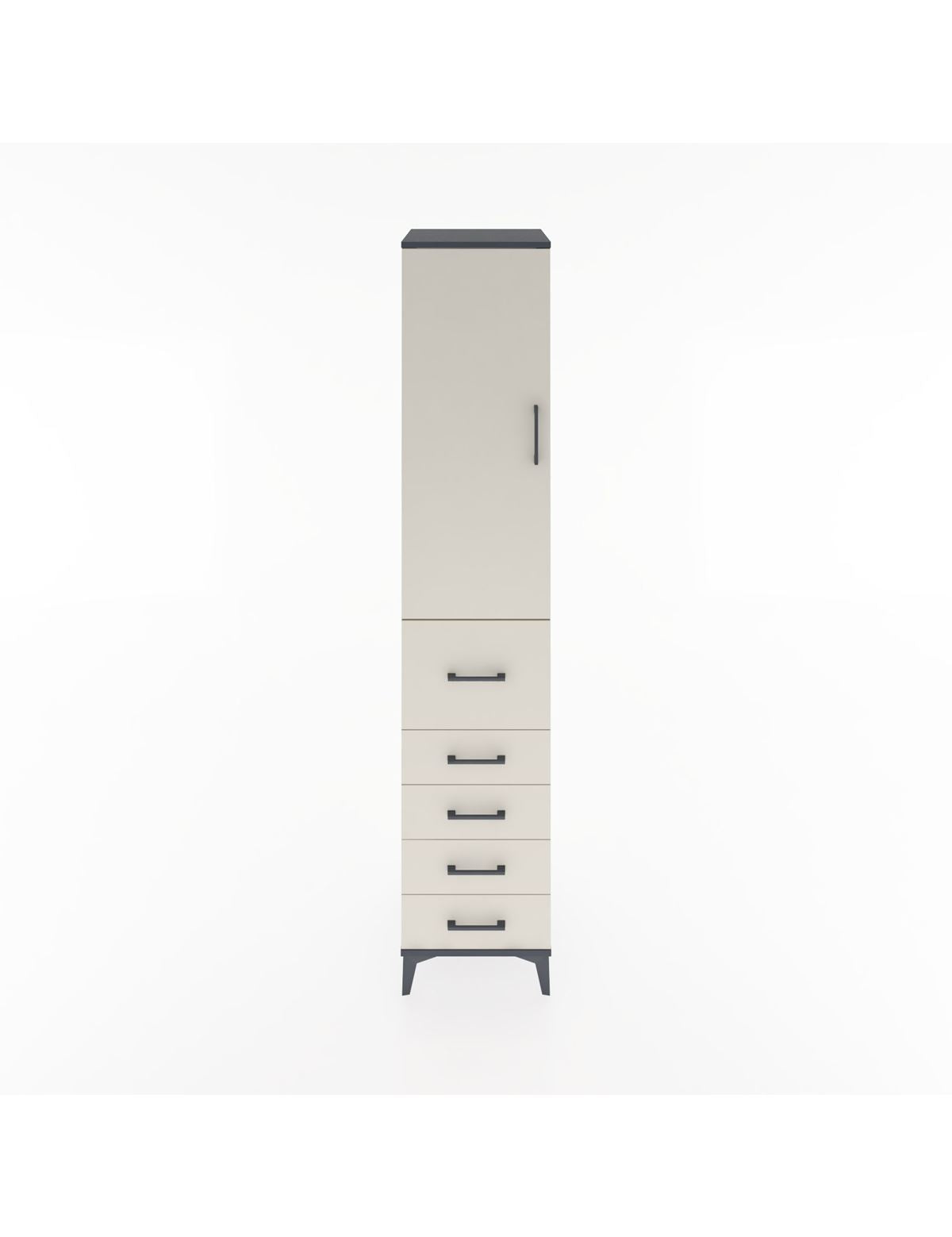 Hyperion Dolap 3 Raflı 5 Çekmeceli Tek Kapaklı 44x44x221 Antrasit-Aytaşı