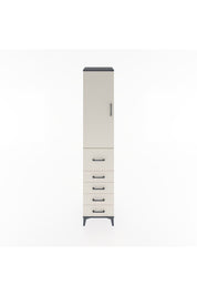 Hyperion Dolap 3 Raflı 5 Çekmeceli Tek Kapaklı 44x44x221 Antrasit-Aytaşı