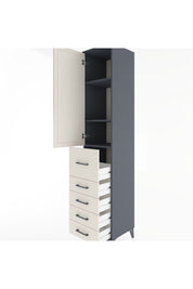 Hyperion Dolap 3 Raflı 5 Çekmeceli Tek Kapaklı 44x44x221 Antrasit-Aytaşı