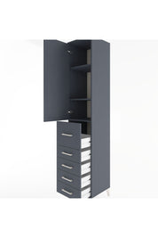 Hyperion Dolap 3 Raflı 5 Çekmeceli Tek Kapaklı 44x44x221 Antrasit-Antrasit