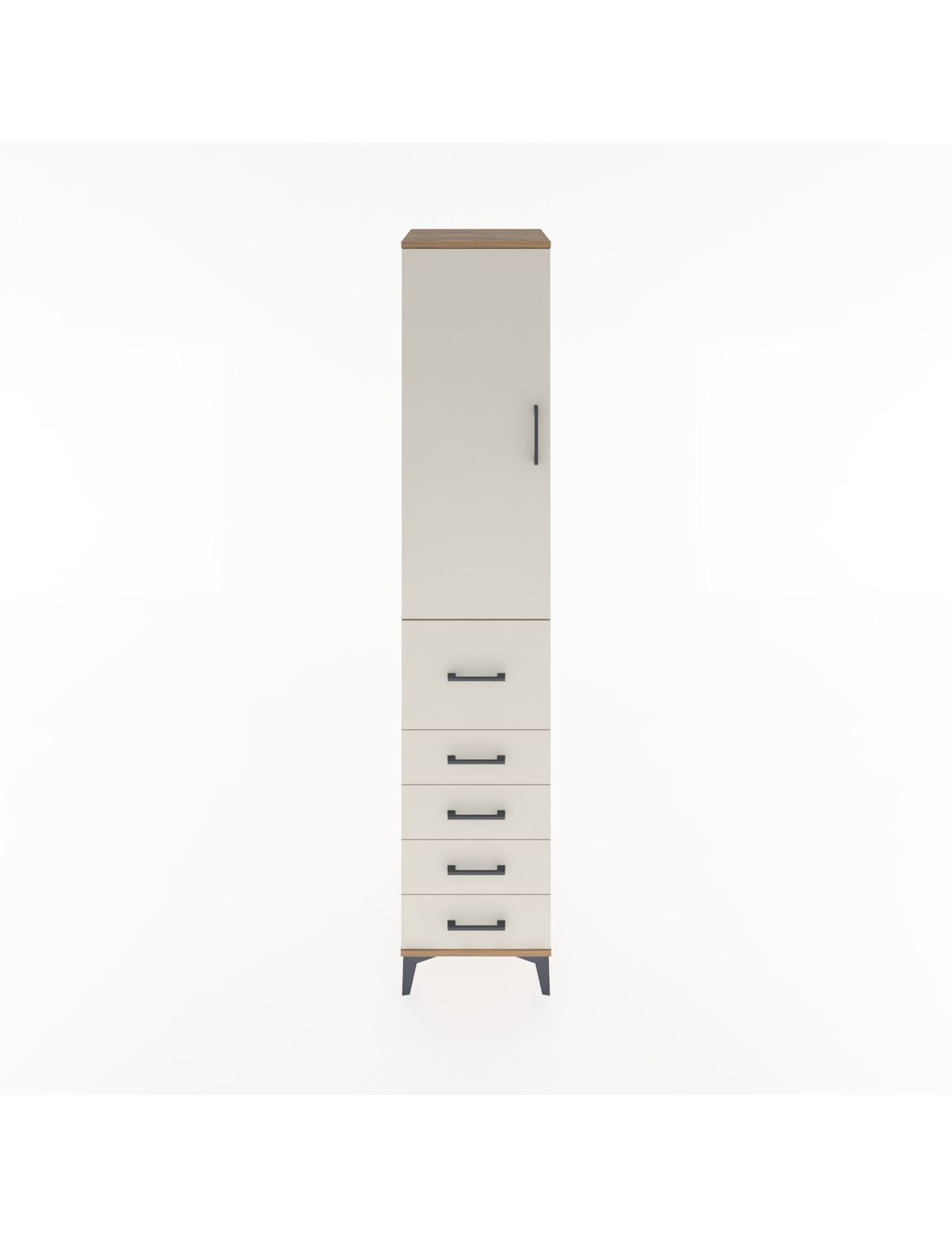 Hyperion Dolap 3 Raflı 5 Çekmeceli Tek Kapaklı 44x44x221 Çam-Aytaşı