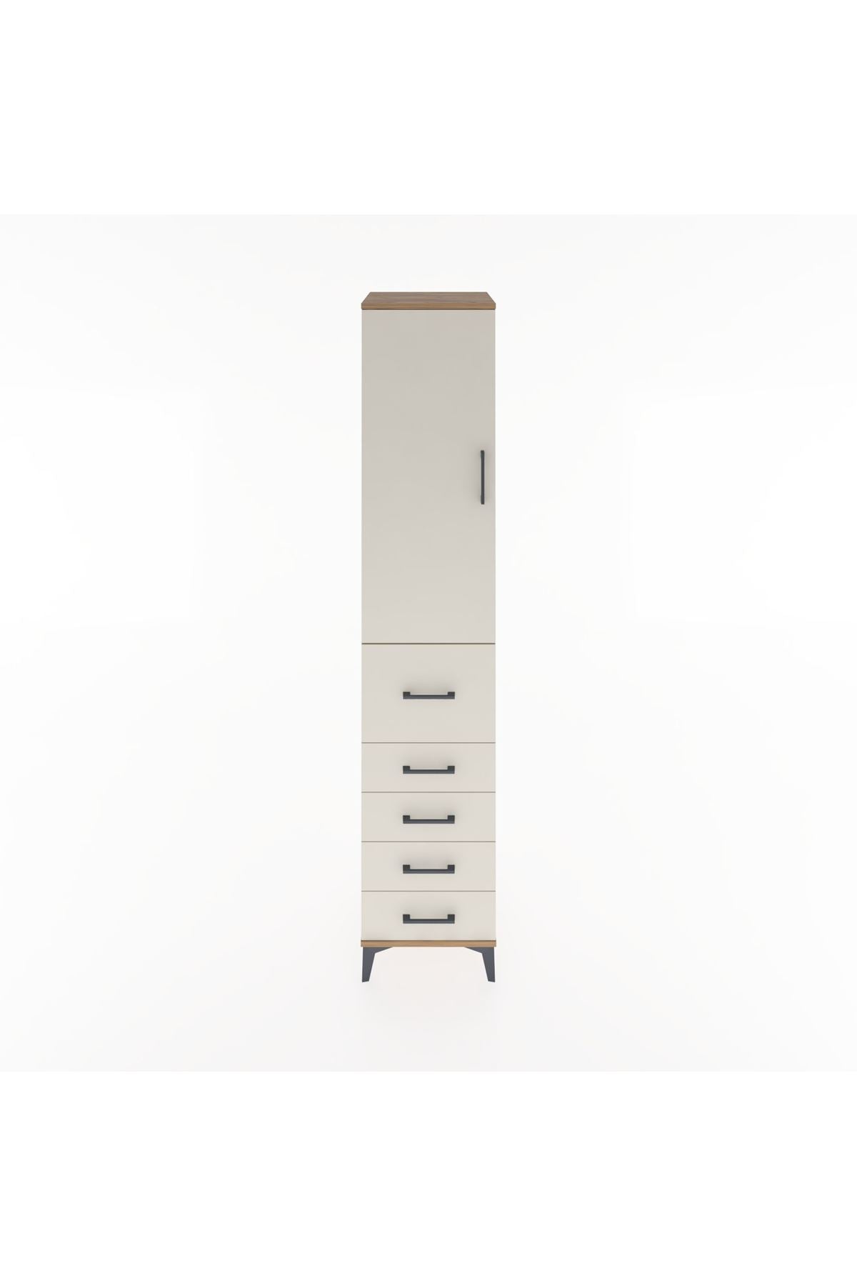 Hyperion Dolap 3 Raflı 5 Çekmeceli Tek Kapaklı 44x44x221 Çam-Aytaşı