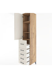 Hyperion Dolap 3 Raflı 5 Çekmeceli Tek Kapaklı 44x44x221 Çam-Aytaşı