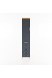 Hyperion Dolap 3 Raflı 5 Çekmeceli Tek Kapaklı 44x44x221 Çam-Antrasit