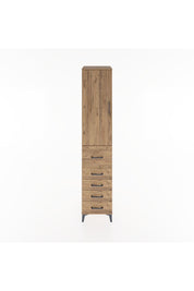 Hyperion Dolap 3 Raflı 5 Çekmeceli Tek Kapaklı 44x44x221 Çam-Çam