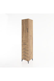 Hyperion Dolap 3 Raflı 5 Çekmeceli Tek Kapaklı 44x44x221 Çam-Çam