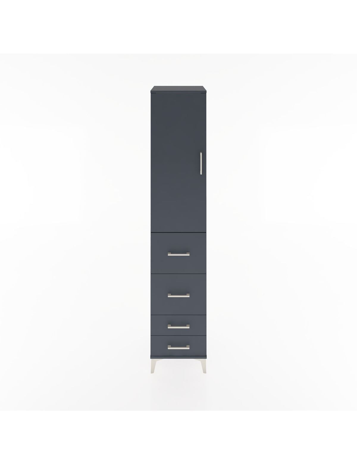 Hyperion Dolap 2 Raflı 4 Çekmeceli Tek Askılı 44x44x221 Antrasit-Antrasit