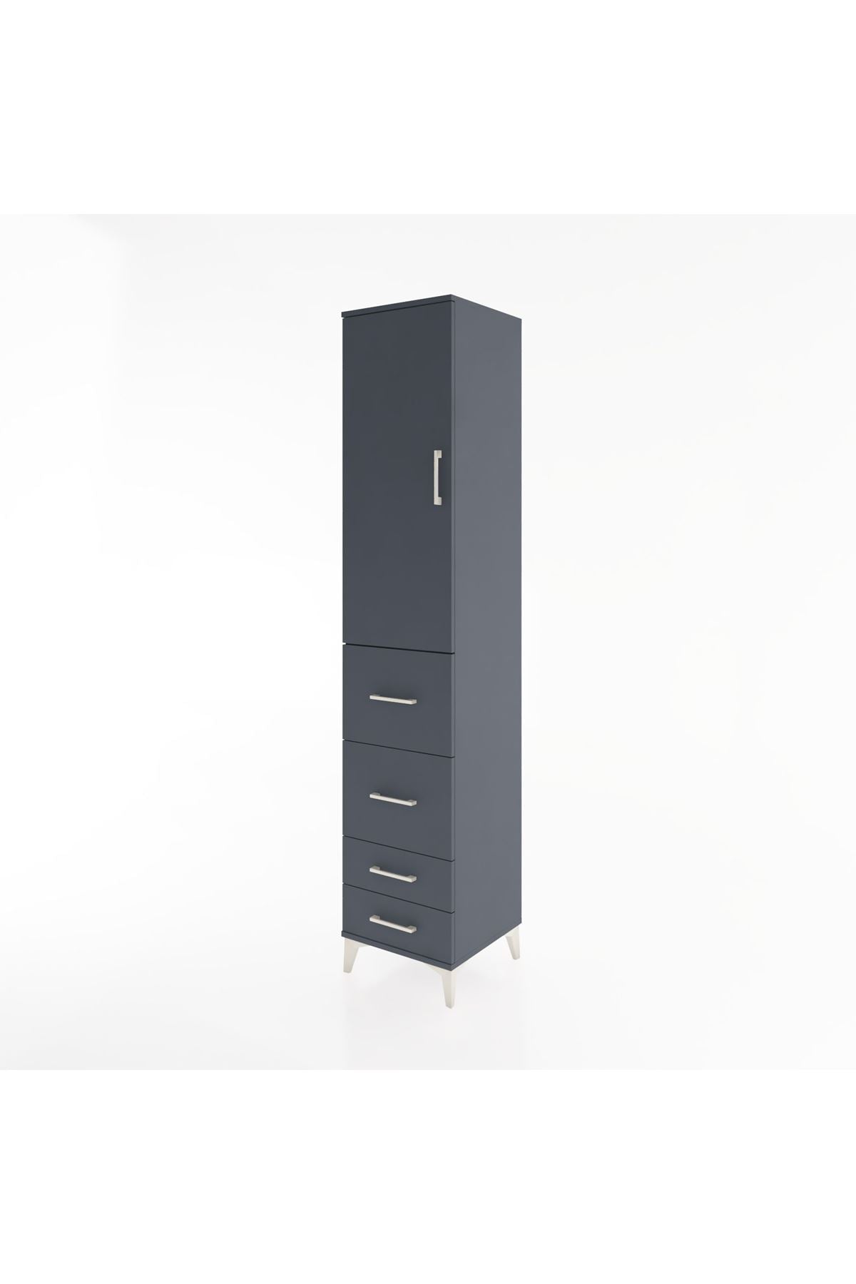 Hyperion Dolap 2 Raflı 4 Çekmeceli Tek Askılı 44x44x221 Antrasit-Antrasit