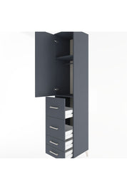 Hyperion Dolap 2 Raflı 4 Çekmeceli Tek Askılı 44x44x221 Antrasit-Antrasit