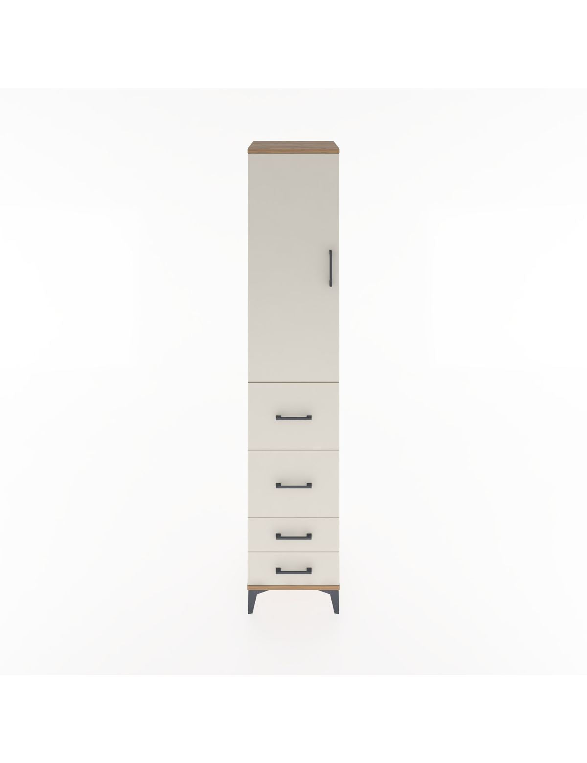 Hyperion Dolap 2 Raflı 4 Çekmeceli Tek Askılı 44x44x221 Çam-Aytaşı