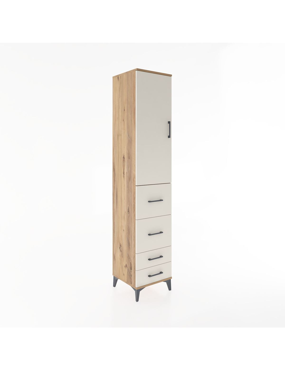 Hyperion Dolap 2 Raflı 4 Çekmeceli Tek Askılı 44x44x221 Çam-Aytaşı