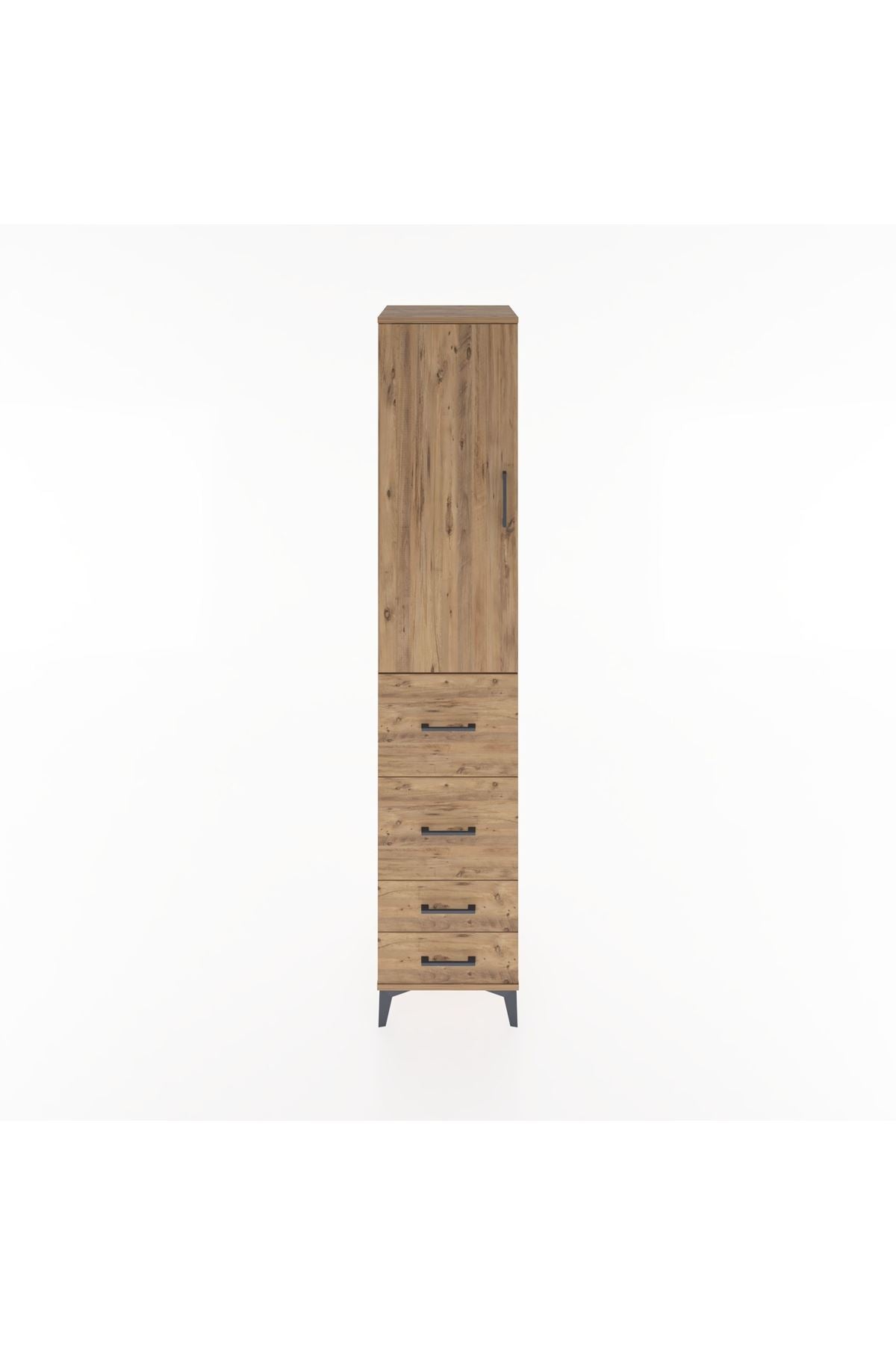 Hyperion Dolap 2 Raflı 4 Çekmeceli Tek Askılı 44x44x221 Çam-Çam