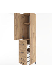 Hyperion Dolap 2 Raflı 4 Çekmeceli Tek Askılı 44x44x221 Çam-Çam