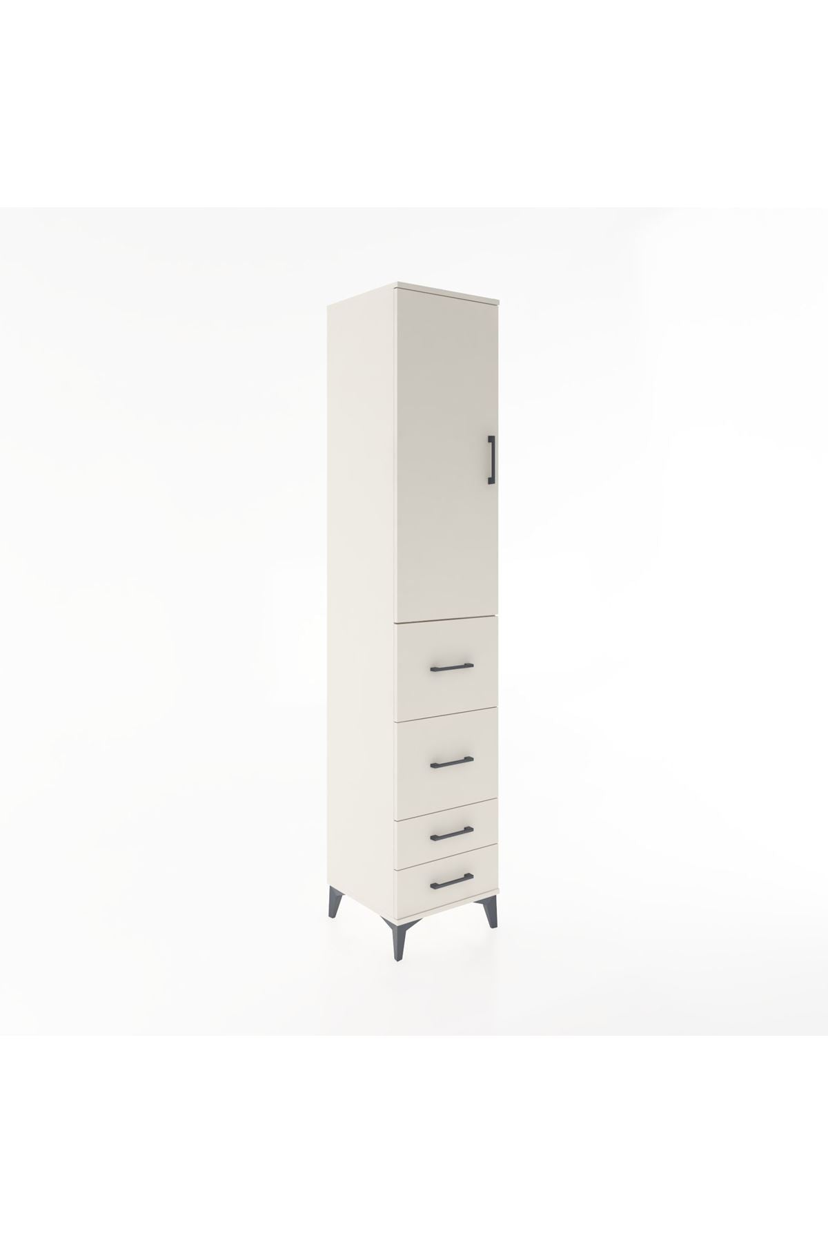 Hyperion Dolap 3 Raflı 4 Çekmeceli Tek Kapaklı 44x44x221 Aytaşı-Aytaşı