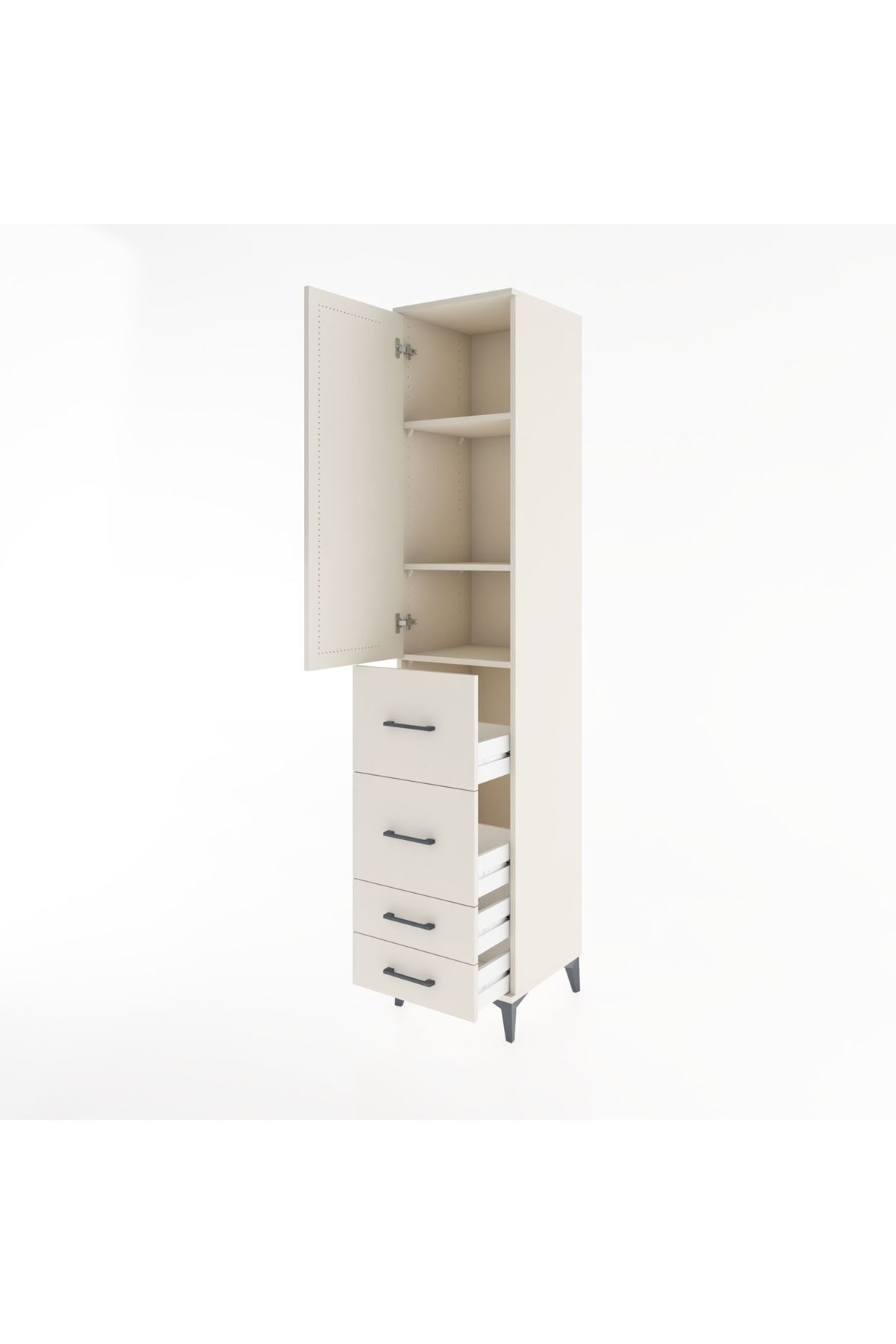 Hyperion Dolap 3 Raflı 4 Çekmeceli Tek Kapaklı 44x44x221 Aytaşı-Aytaşı