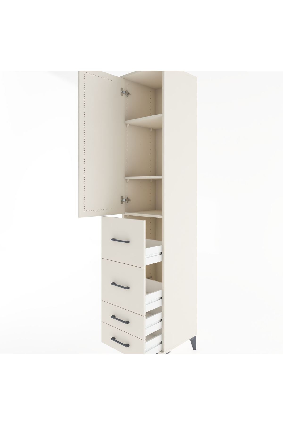 Hyperion Dolap 3 Raflı 4 Çekmeceli Tek Kapaklı 44x44x221 Aytaşı-Aytaşı