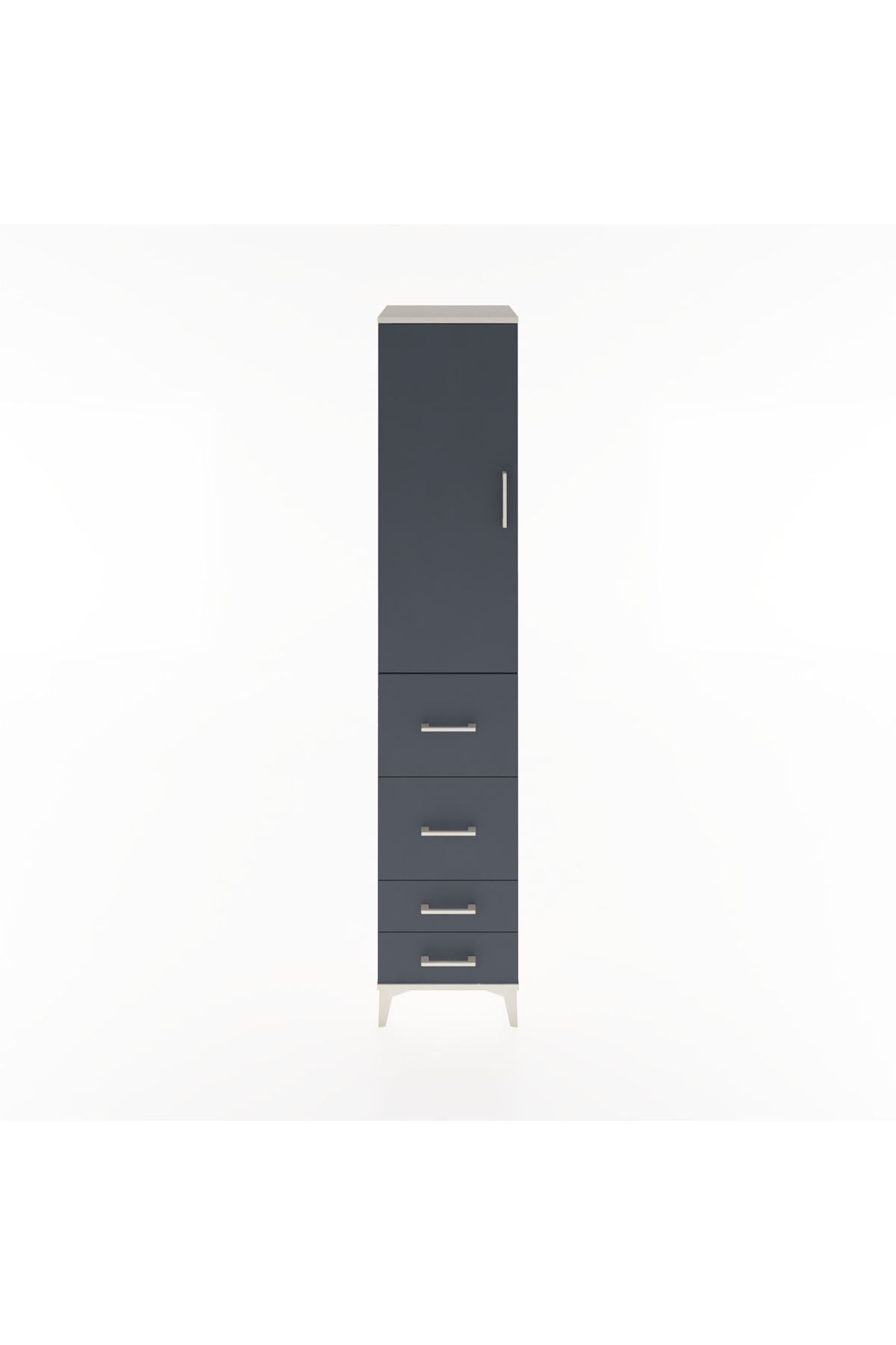 Hyperion Dolap 3 Raflı 4 Çekmeceli Tek Kapaklı 44x44x221 Aytaşı-Antrasit