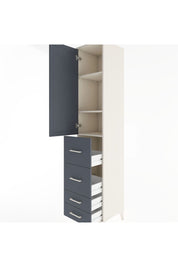 Hyperion Dolap 3 Raflı 4 Çekmeceli Tek Kapaklı 44x44x221 Aytaşı-Antrasit