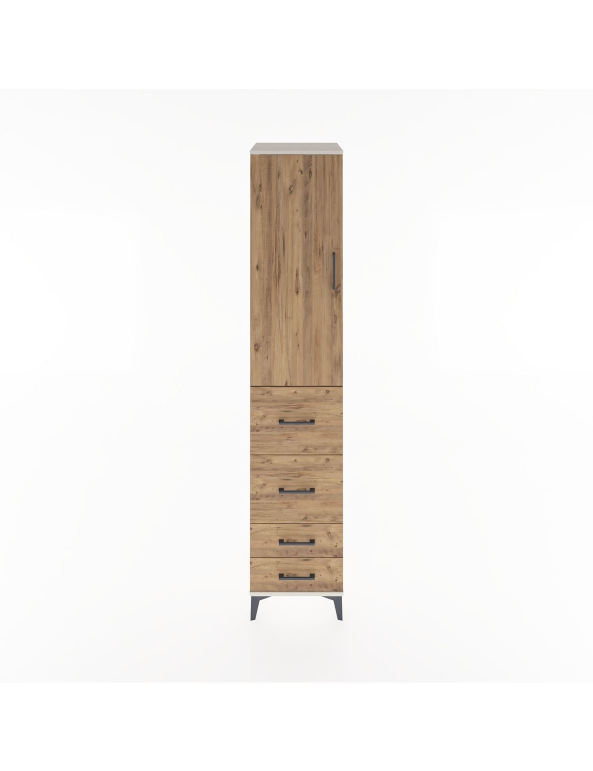 Hyperion Dolap 3 Raflı 4 Çekmeceli Tek Kapaklı 44x44x221 Aytaşı-Çam