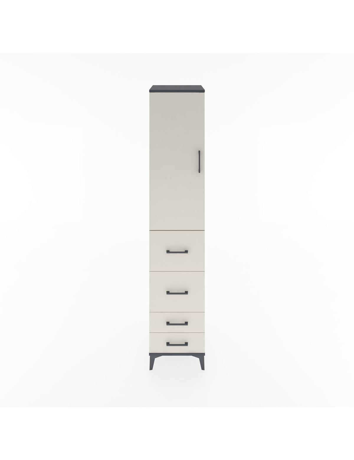 Hyperion Dolap 3 Raflı 4 Çekmeceli Tek Kapaklı 44x44x221 Antrasit-Aytaşı