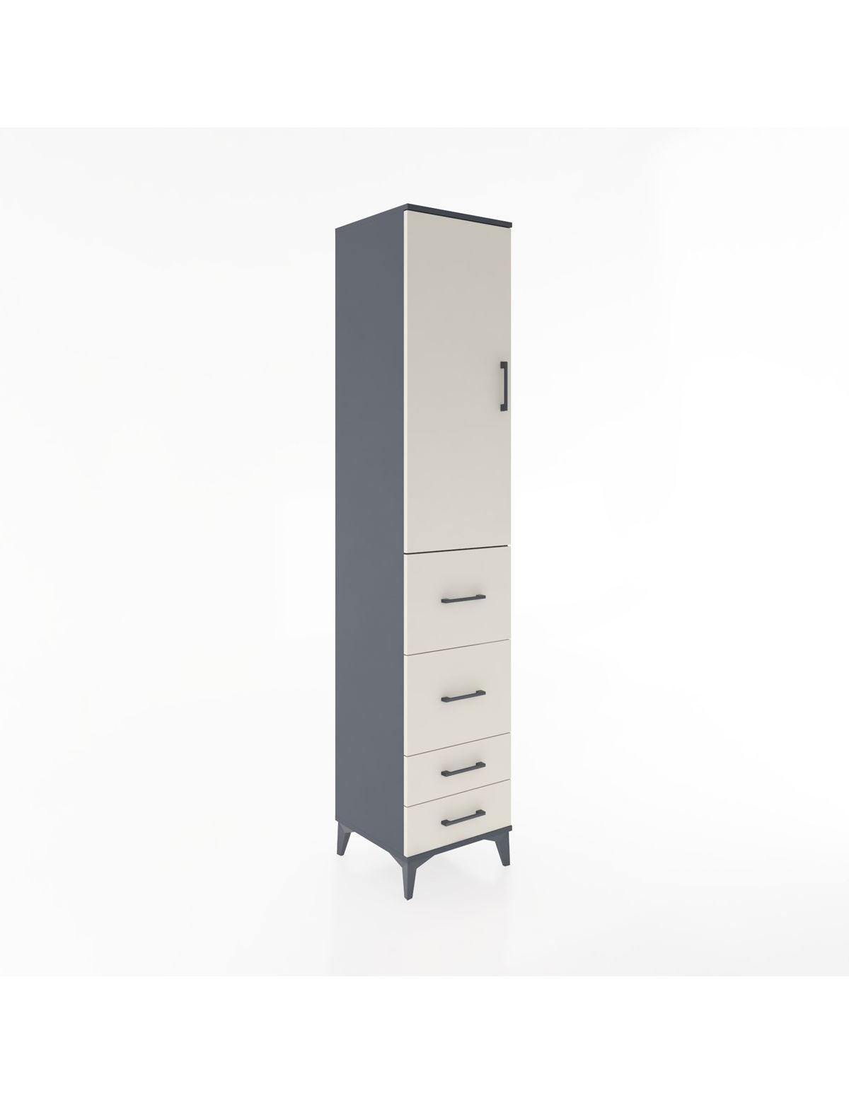 Hyperion Dolap 3 Raflı 4 Çekmeceli Tek Kapaklı 44x44x221 Antrasit-Aytaşı