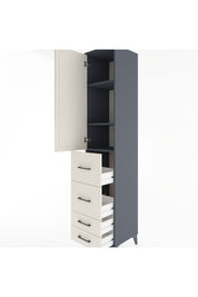 Hyperion Dolap 3 Raflı 4 Çekmeceli Tek Kapaklı 44x44x221 Antrasit-Aytaşı